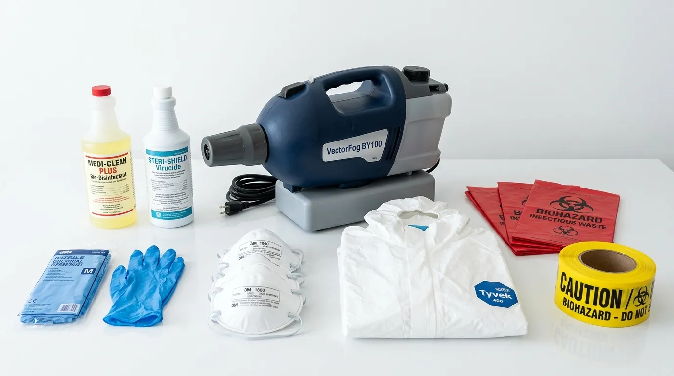 Professional biohazard remediation crew working in Martinsville